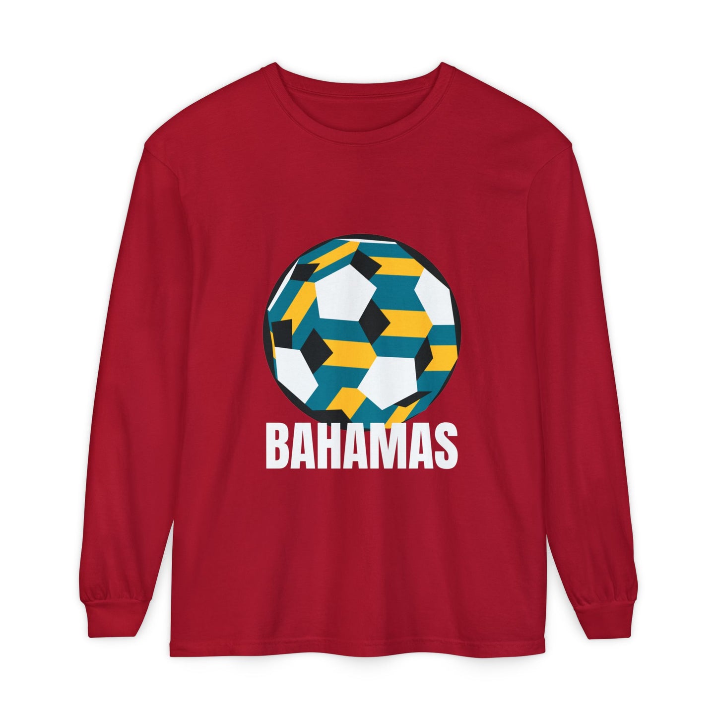 Bahamas Fan Specialty Soccer Ball Design Long Sleeve Tee
