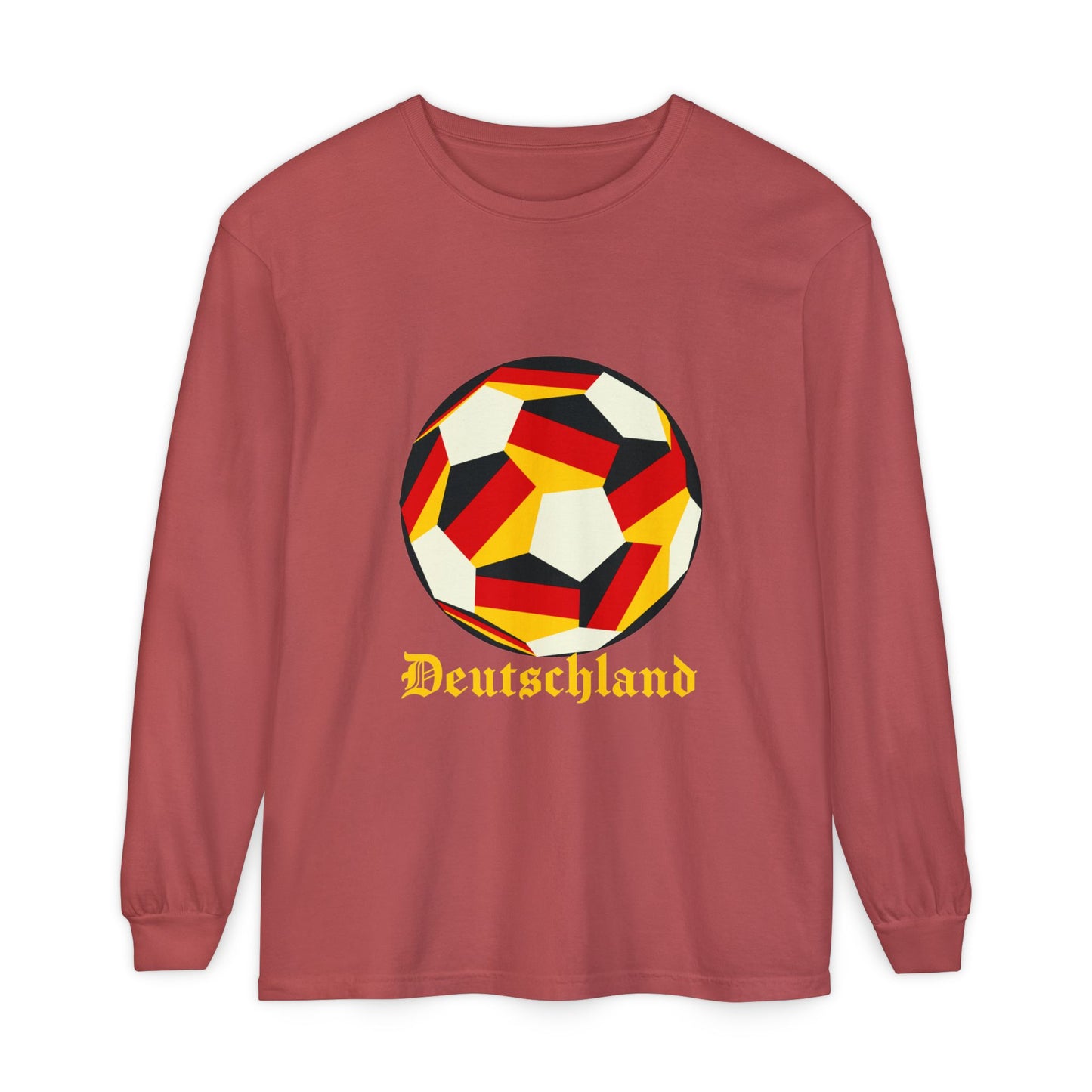 Deutschland Fan Specialty Soccer Ball Design Long Sleeve Tee