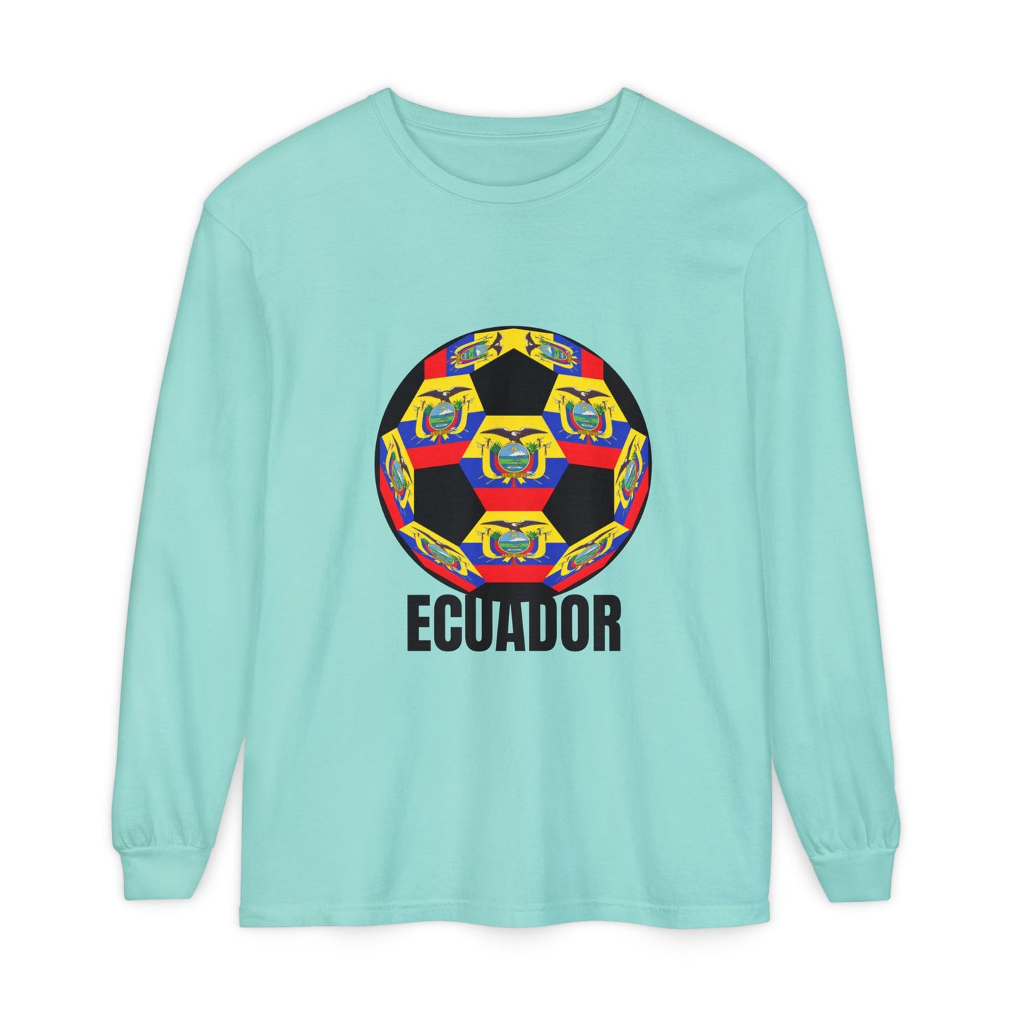 Ecuador Fan Specialty Soccer Ball Design Ball Long Sleeve Tee
