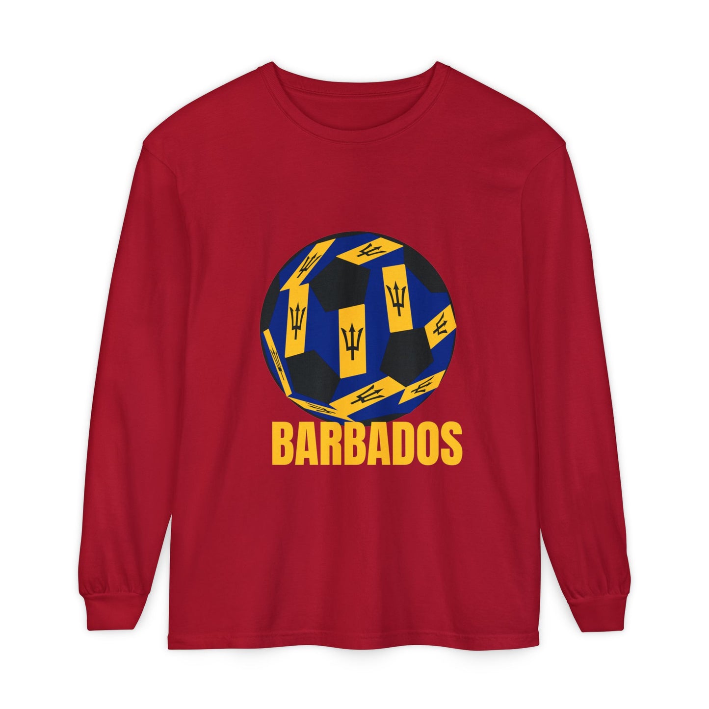 Barbados Fan Specialty Soccer Ball Design Long Sleeve Shirt