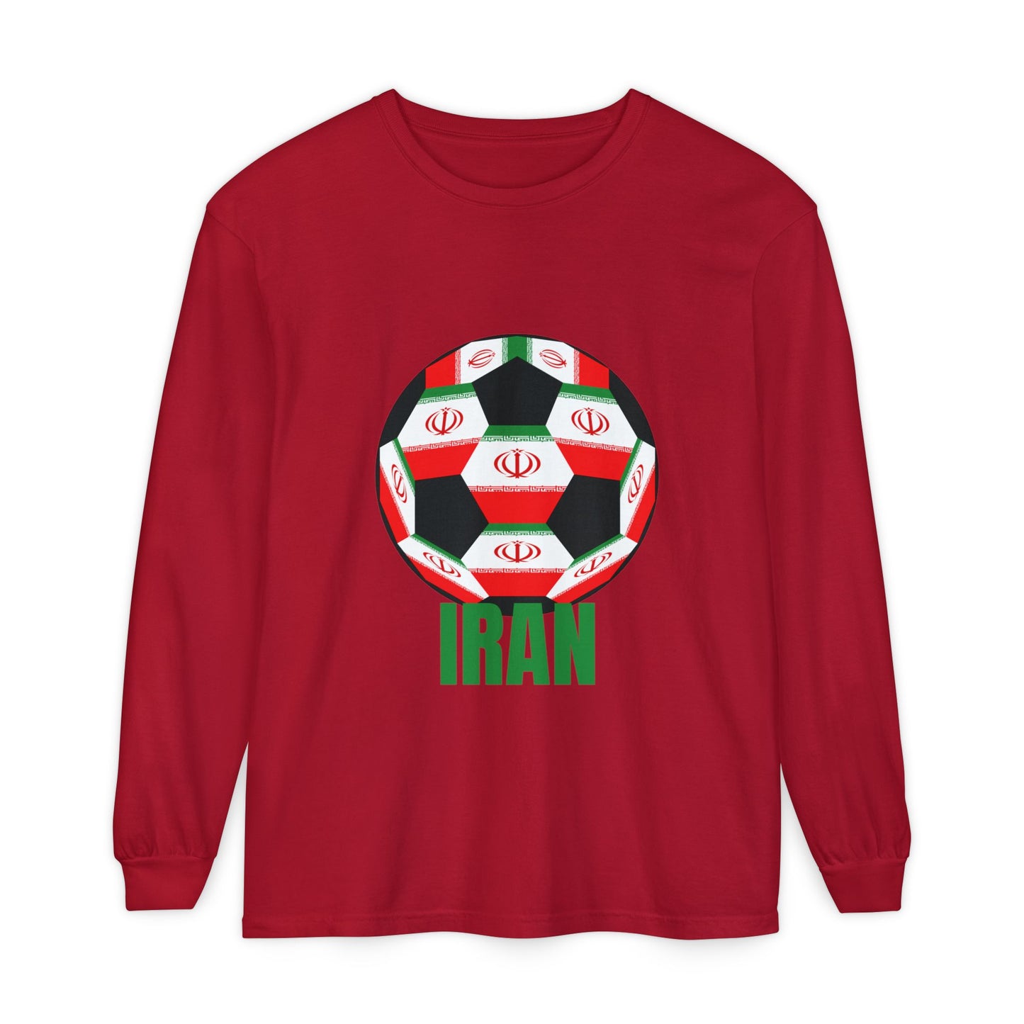 Iran Fan Specialty Soccer Ball Design Long Sleeve Tee