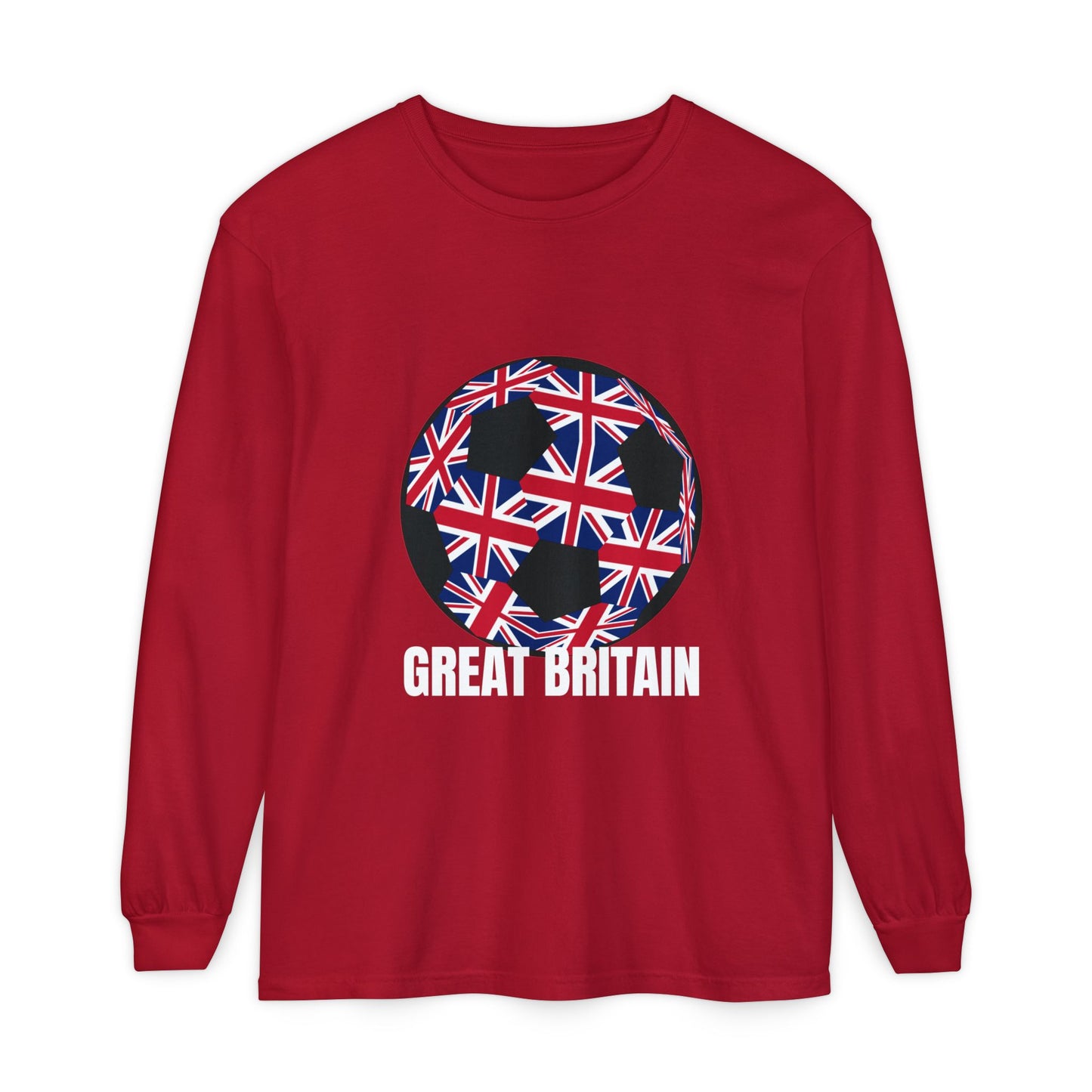 Great Britain Fan Specialty Soccer Ball Design Long Sleeve Tee