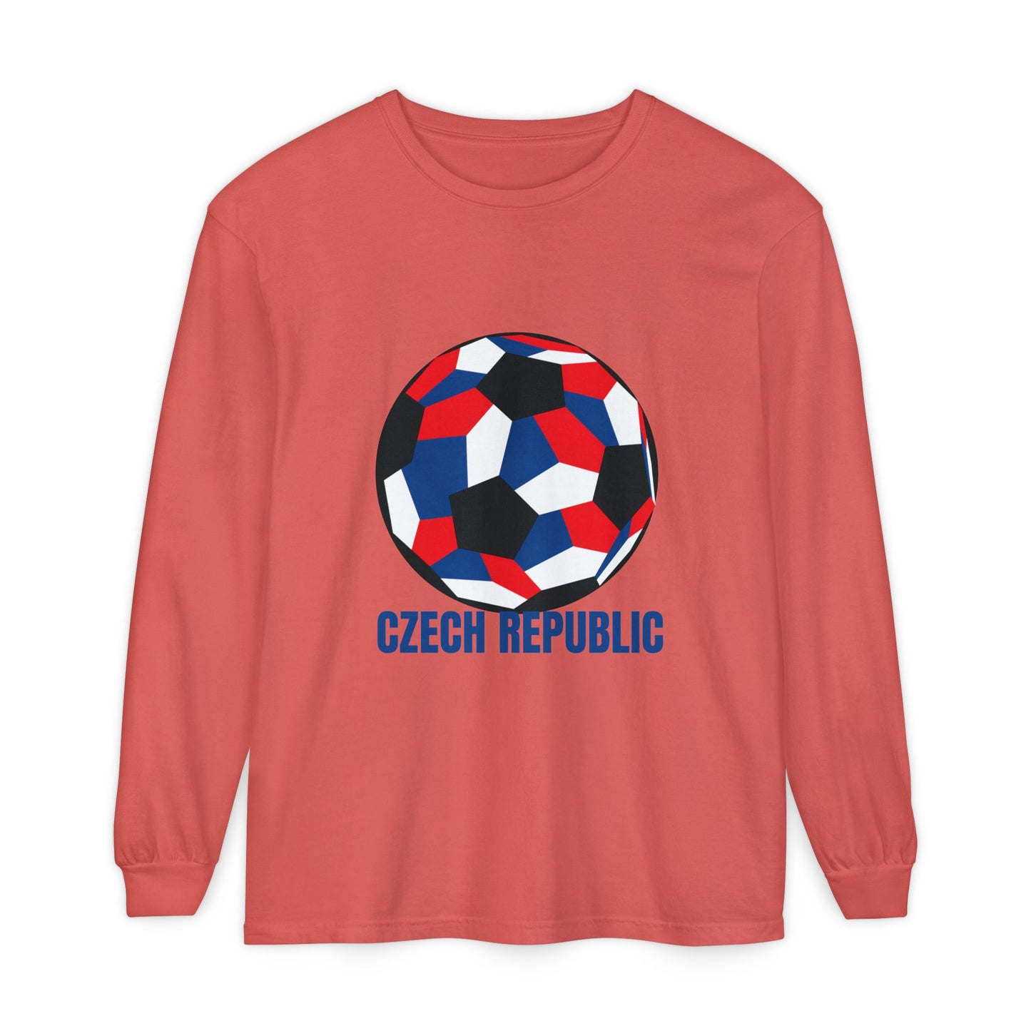 Czech Republic Fan Specialty Soccer Ball Design Long Sleeve T-Shirt