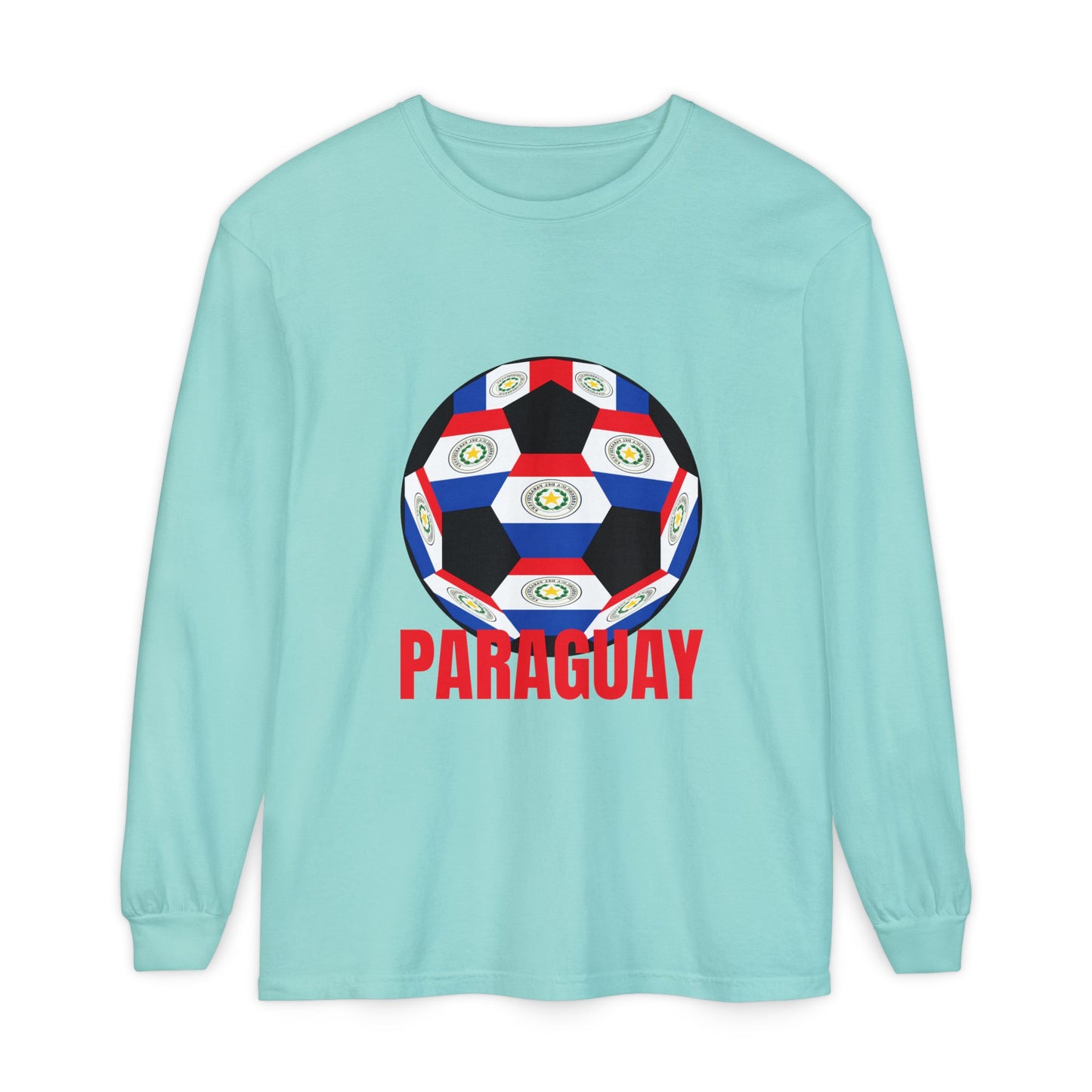 Paraguay Fan Specialty Soccer Ball Design Long Sleeve Tee