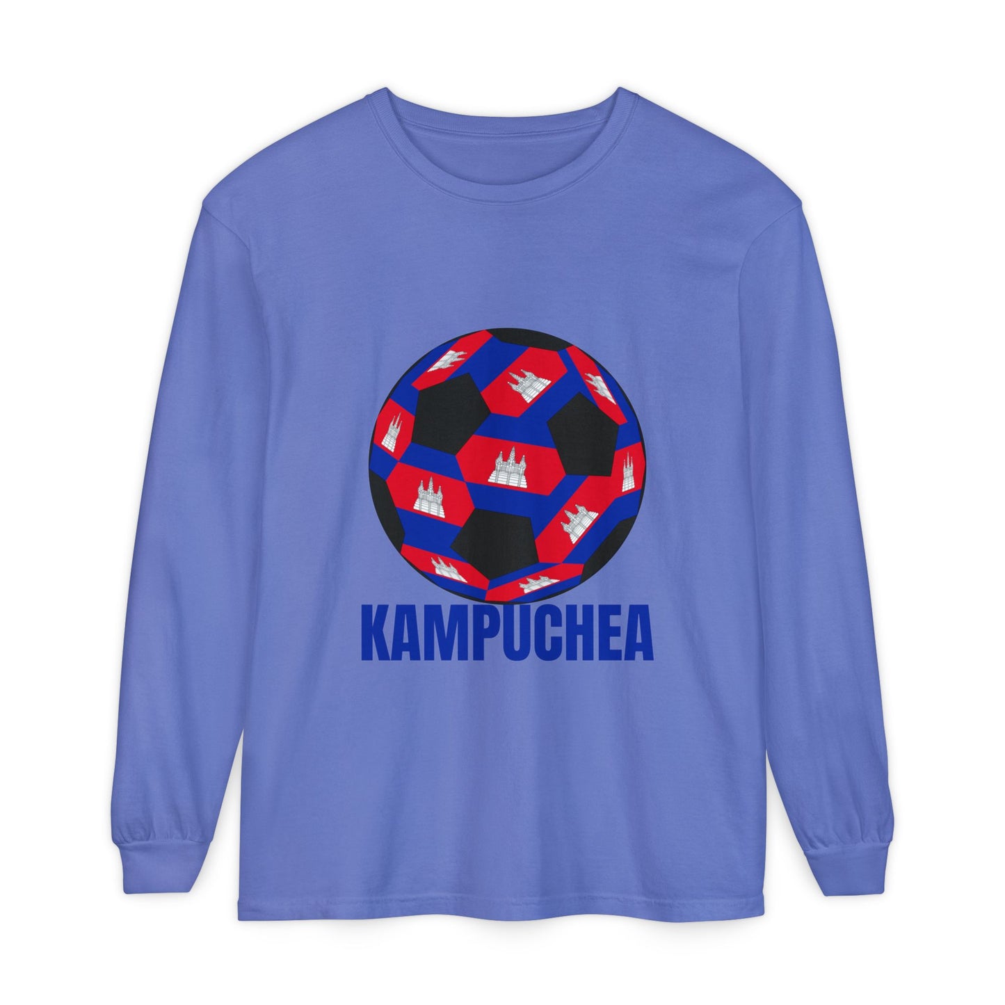 Kampuchea Fan Specialty Soccer Ball Design Long Sleeve Tee
