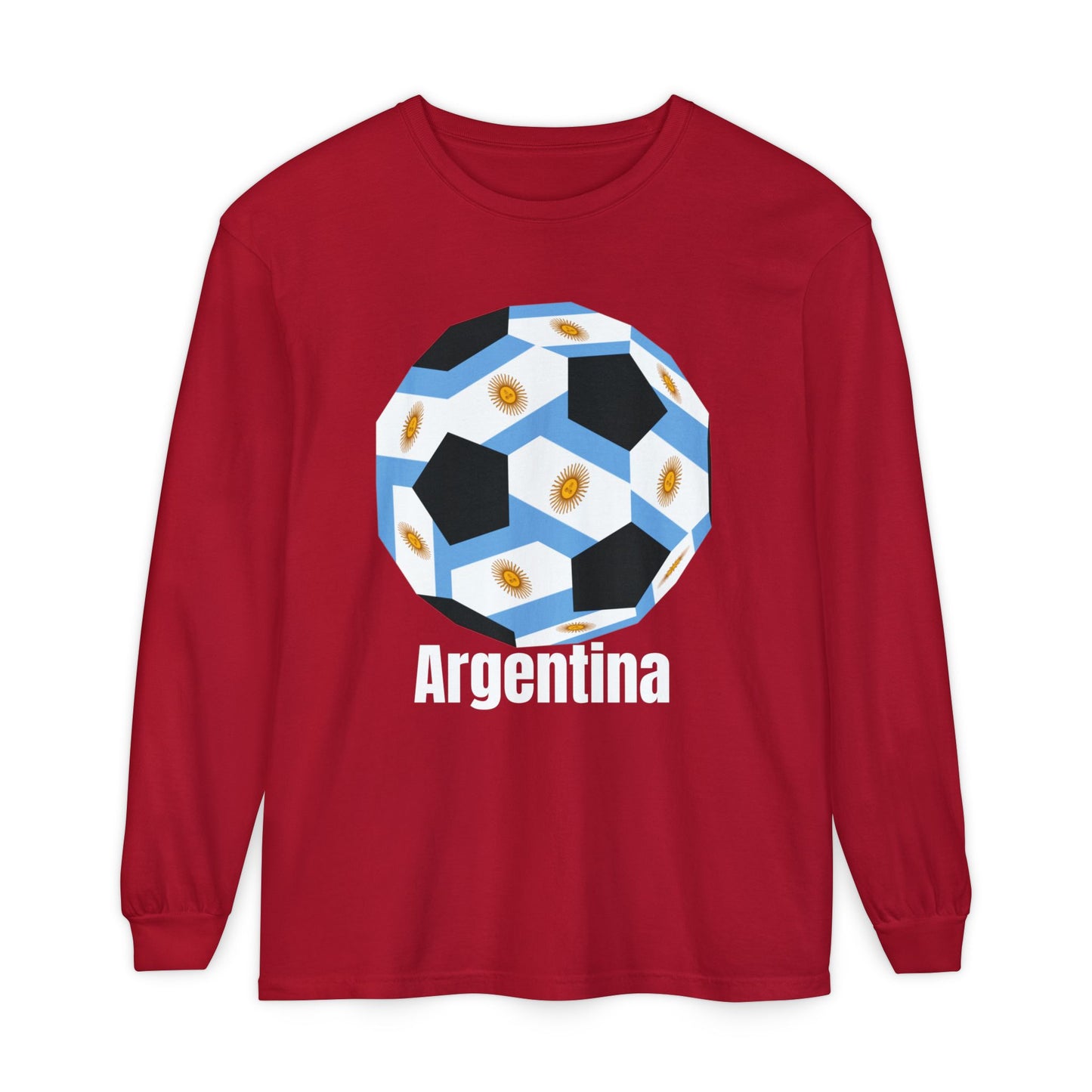 Argentina Fan Specialty Soccer Ball Design Long Sleeve Shirt