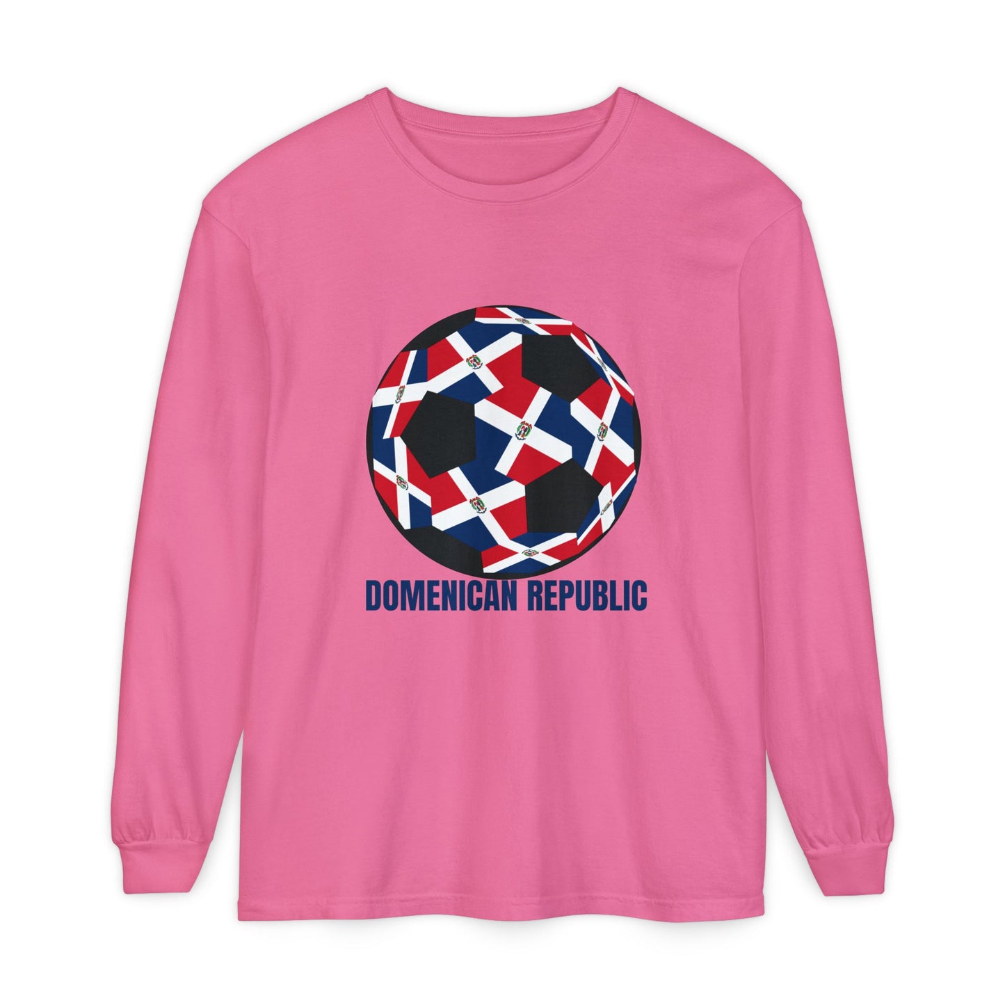 Domenican Republic Fan Specialty Soccer Ball Design Long Sleeve Tee