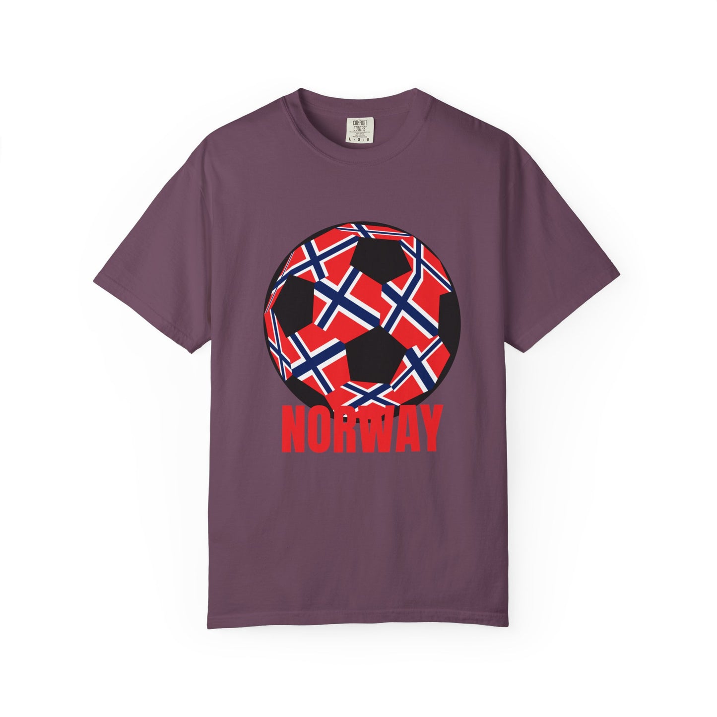 Norway Fan Specialty Soccer Ball Design T Shirt Red Print
