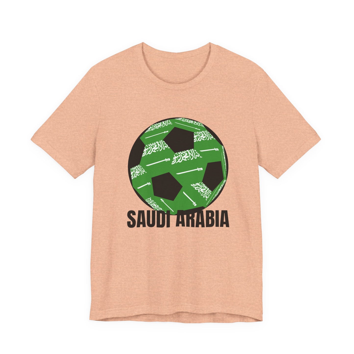 Saudi Arabia Fan Specialty Soccer Ball Design T Shirt Black Text