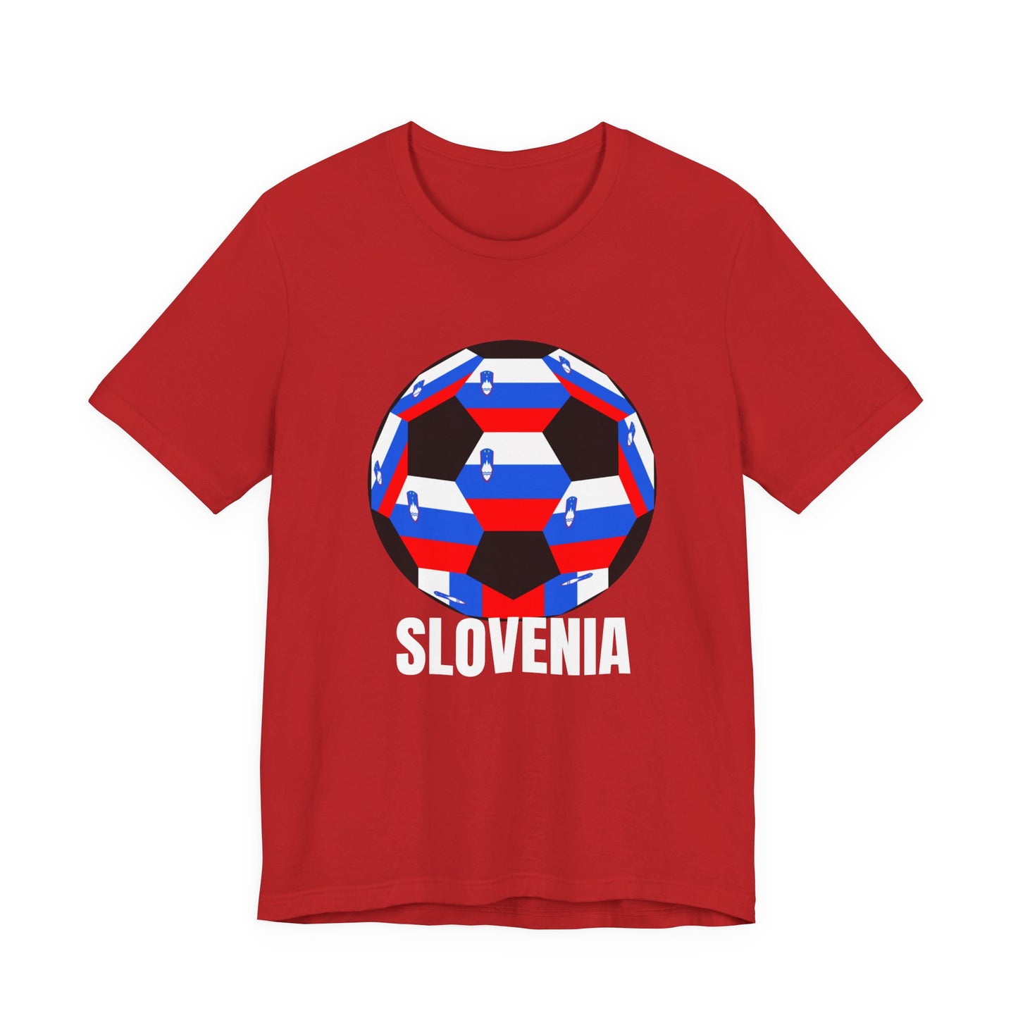 Slovenia Fan Specialty Soccer Ball Design T Shirt White Text