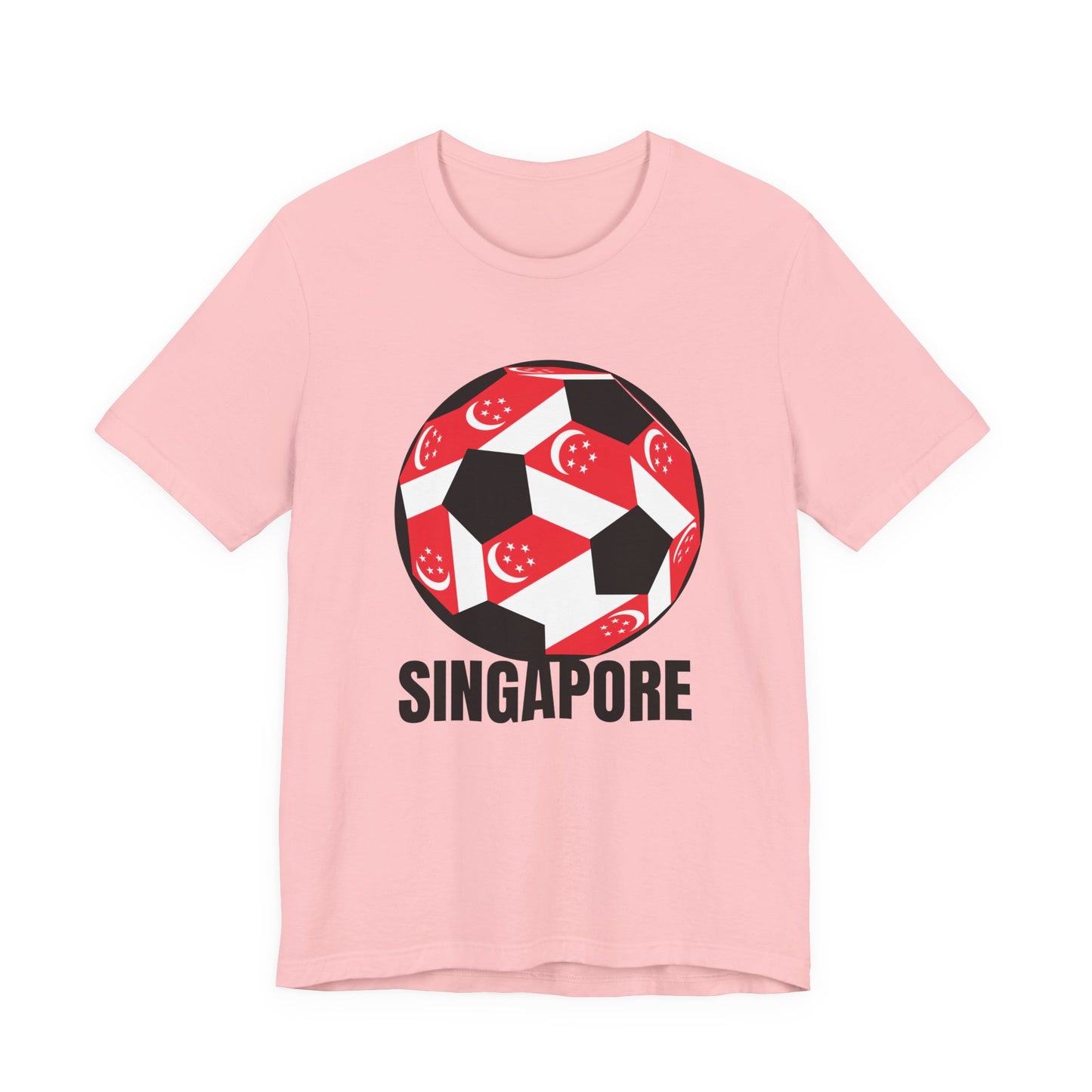 Singapore Fan Specialty Soccer Ball Design T Shirt Black Text