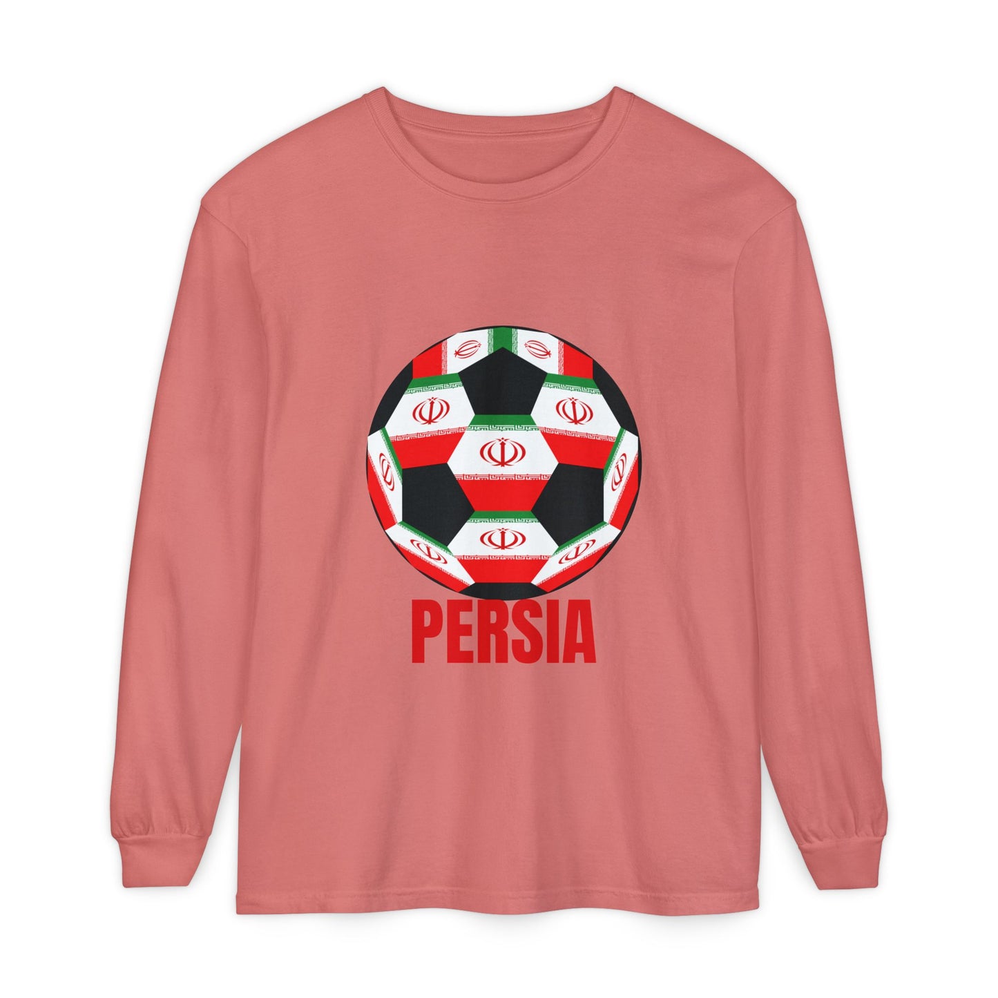 Persia Fan Specialty Soccer Ball Design Long Sleeve Tee