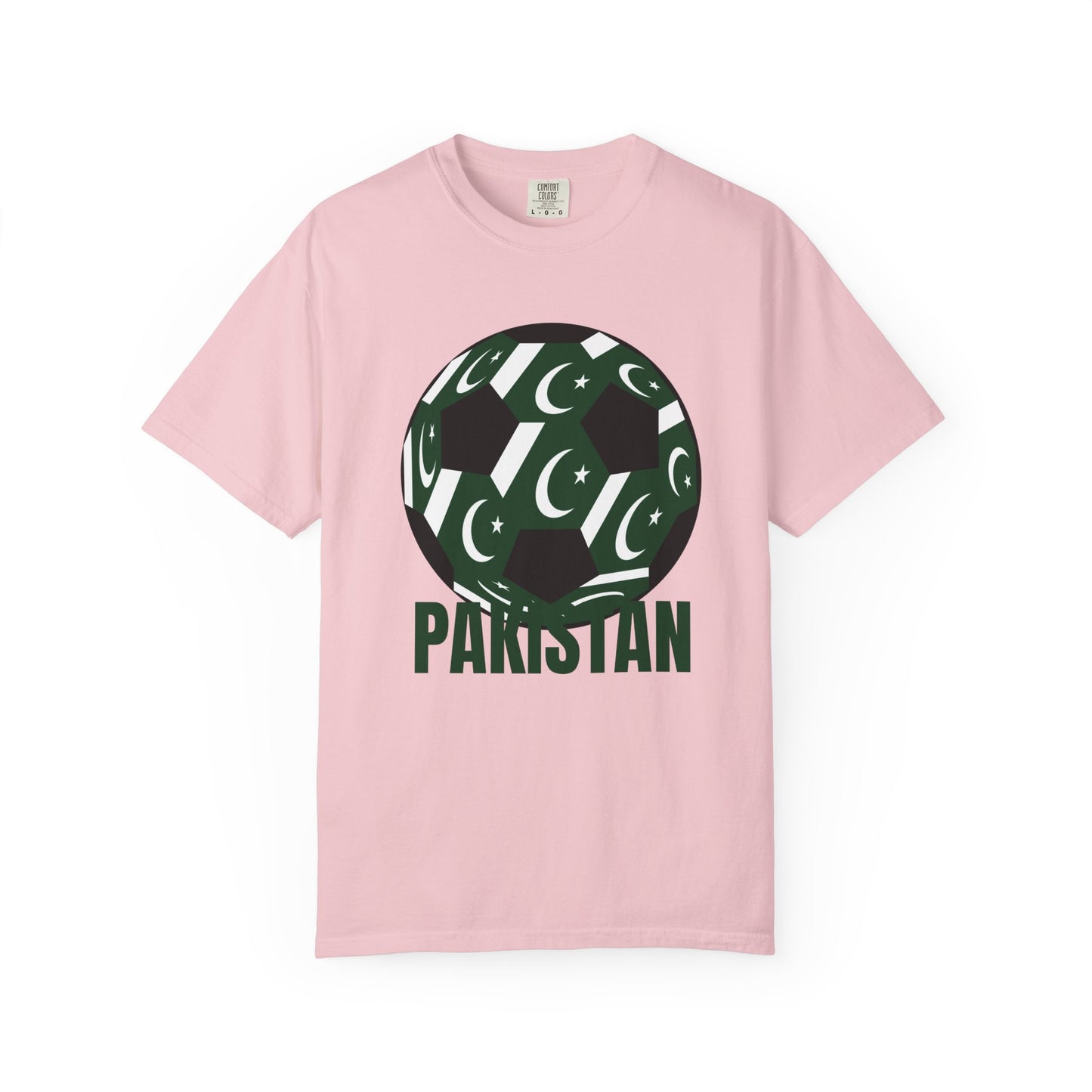Pakistan Fan Specialty Soccer Ball Design T Shirt Green Text