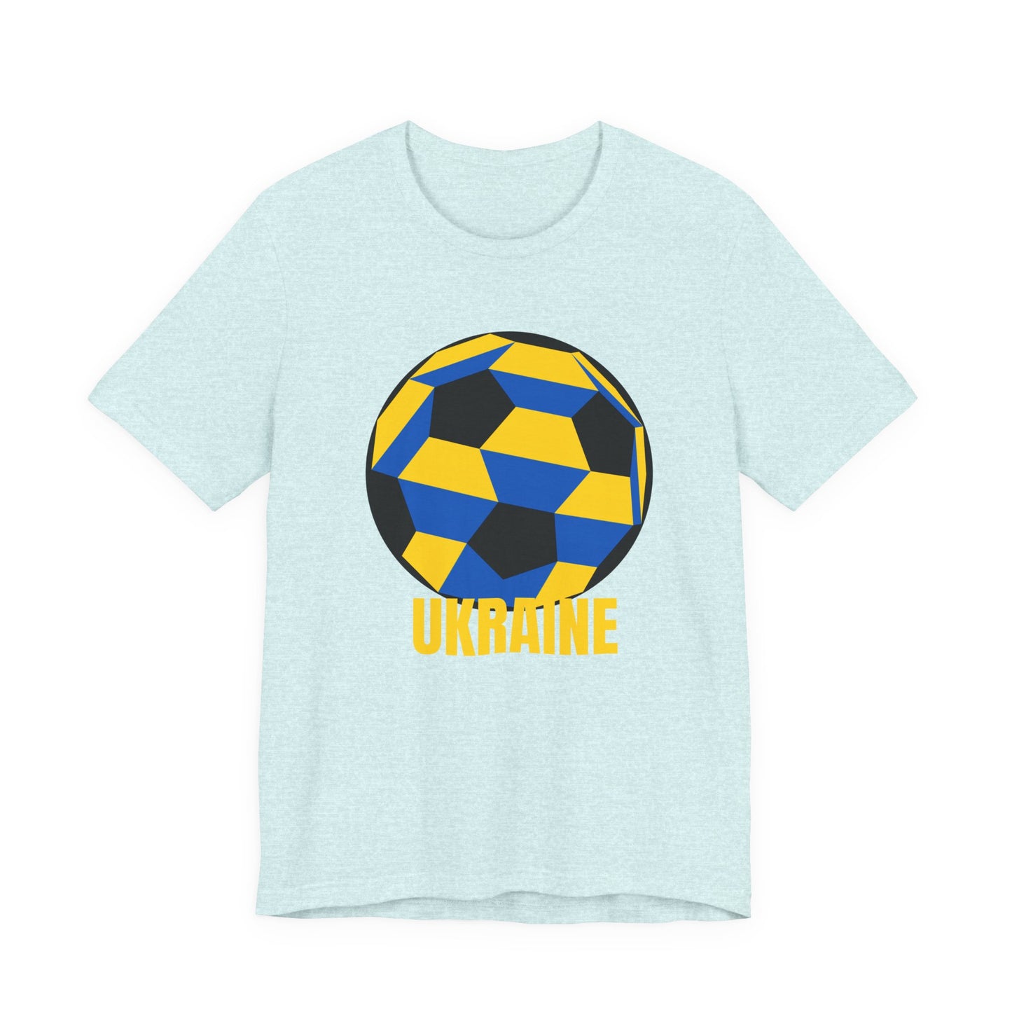 Ukraine Fan Specialty Soccer Ball Design T Shirt Yellow Text