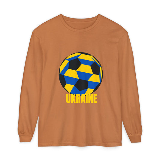 Ukraine Fan Specialty Soccer Ball Design  Long Sleeve Tee