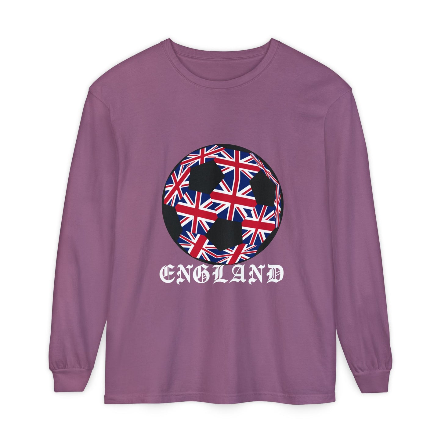 Old English Style Specialty Soccer Ball Design  Long Sleeve Tee