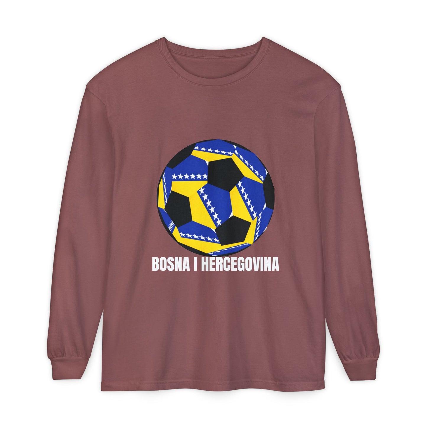 Bosnia Herzegovina Fan Specialty Soccer Ball Design  Long Sleeve Shirt