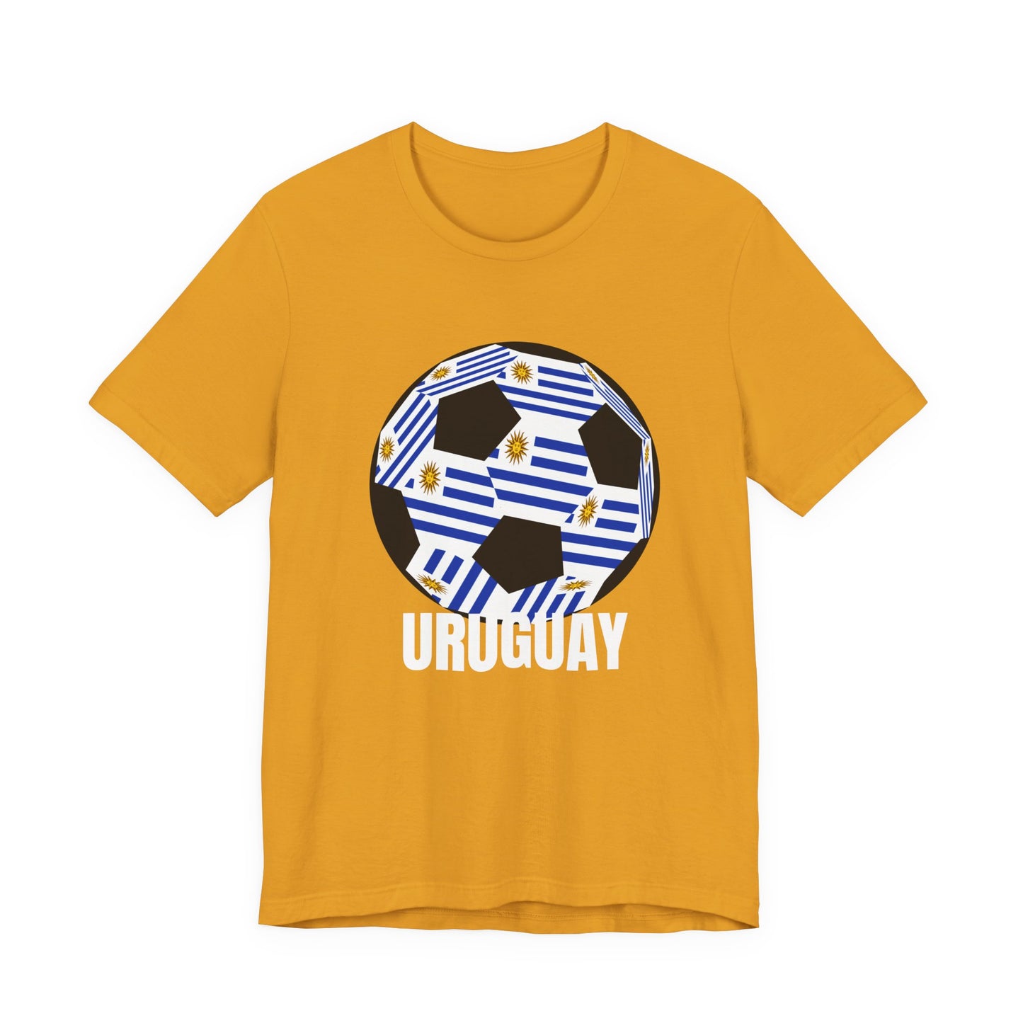 Uruguay Fan Specialty Soccer Ball Design T Shirt White Text