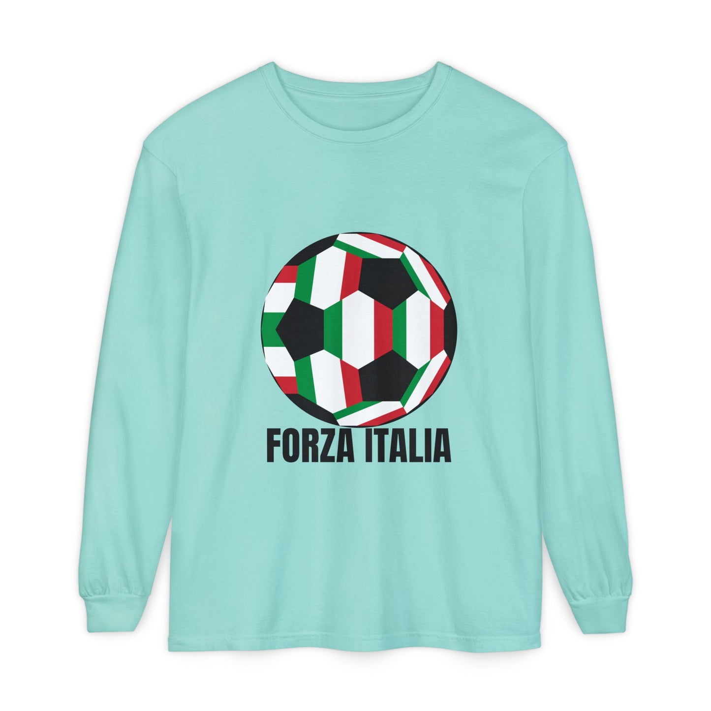 Forza Italia Fan Specialty Soccer Ball Design Long Sleeve T-Shirt