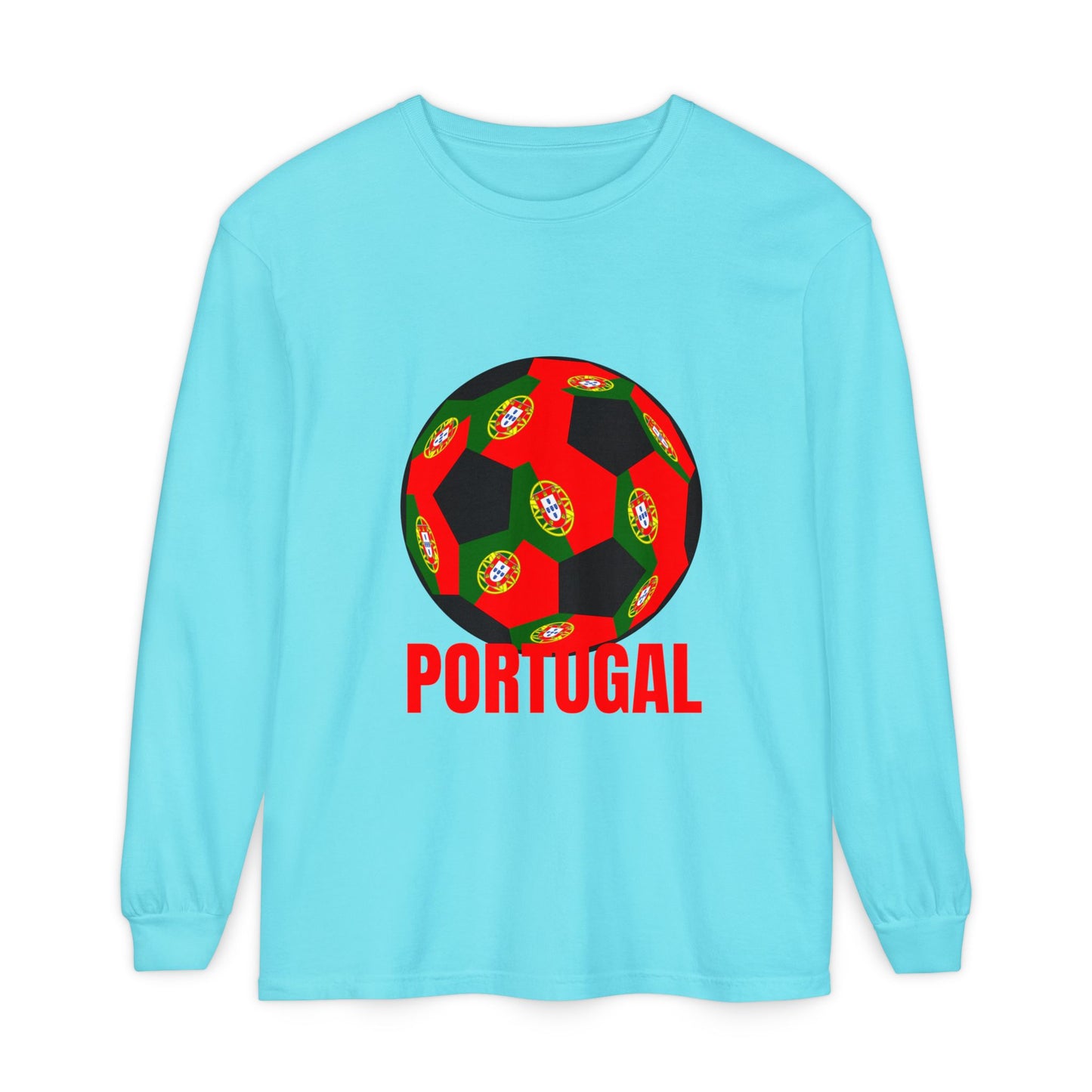 Portugal Fan Specialty Soccer Ball Design Long Sleeve Tee