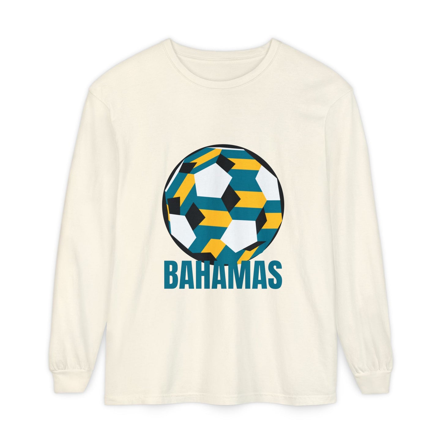 Bahamas Fan Specialty Soccer Ball Design Long Sleeve Tee