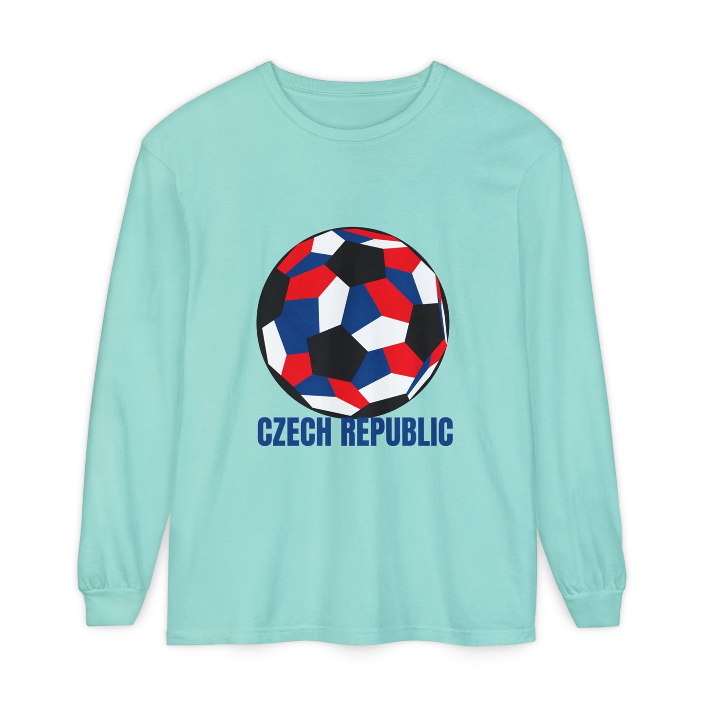 Czech Republic Fan Specialty Soccer Ball Design Long Sleeve T-Shirt