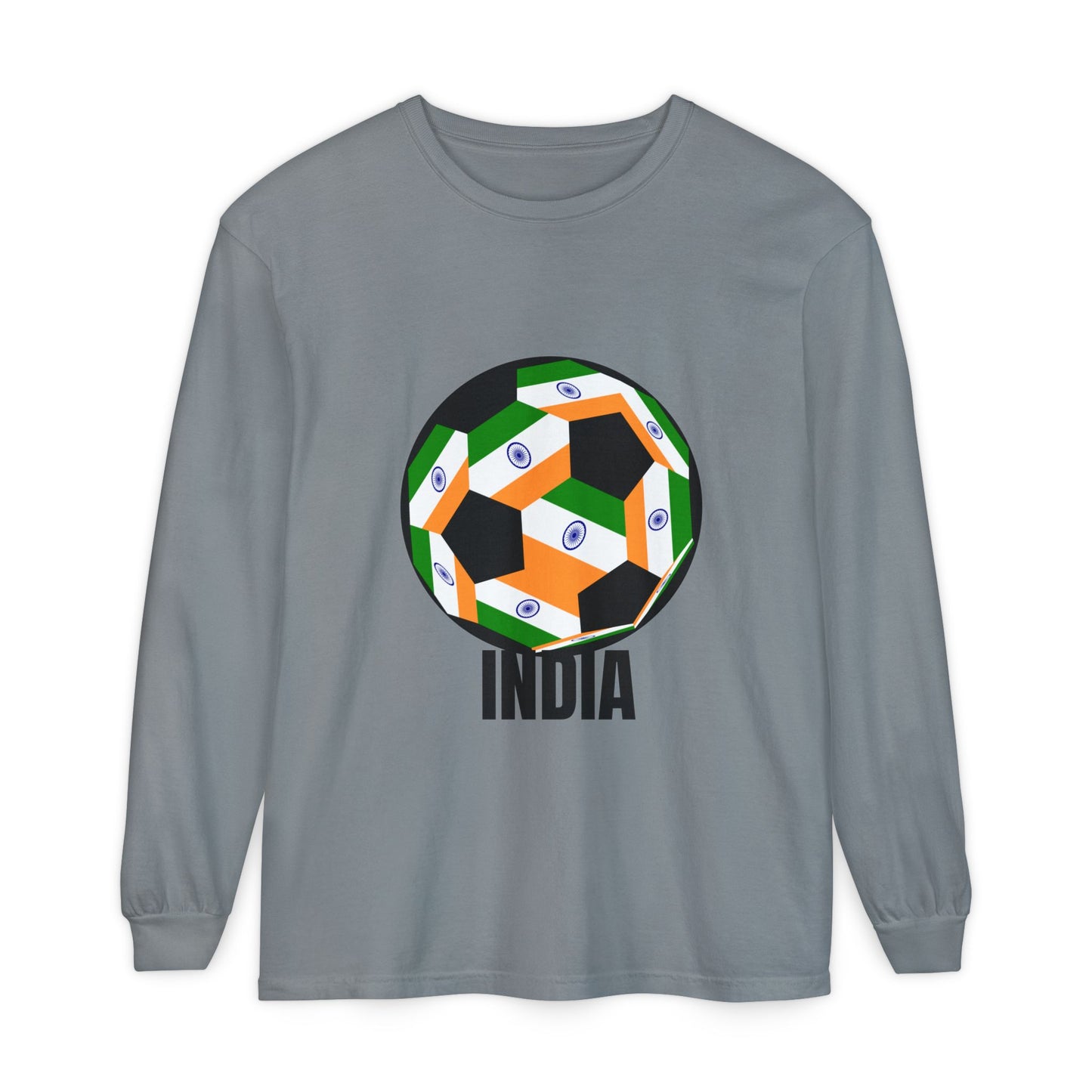 India Fan Specialty Soccer Ball Design Long Sleeve Tee