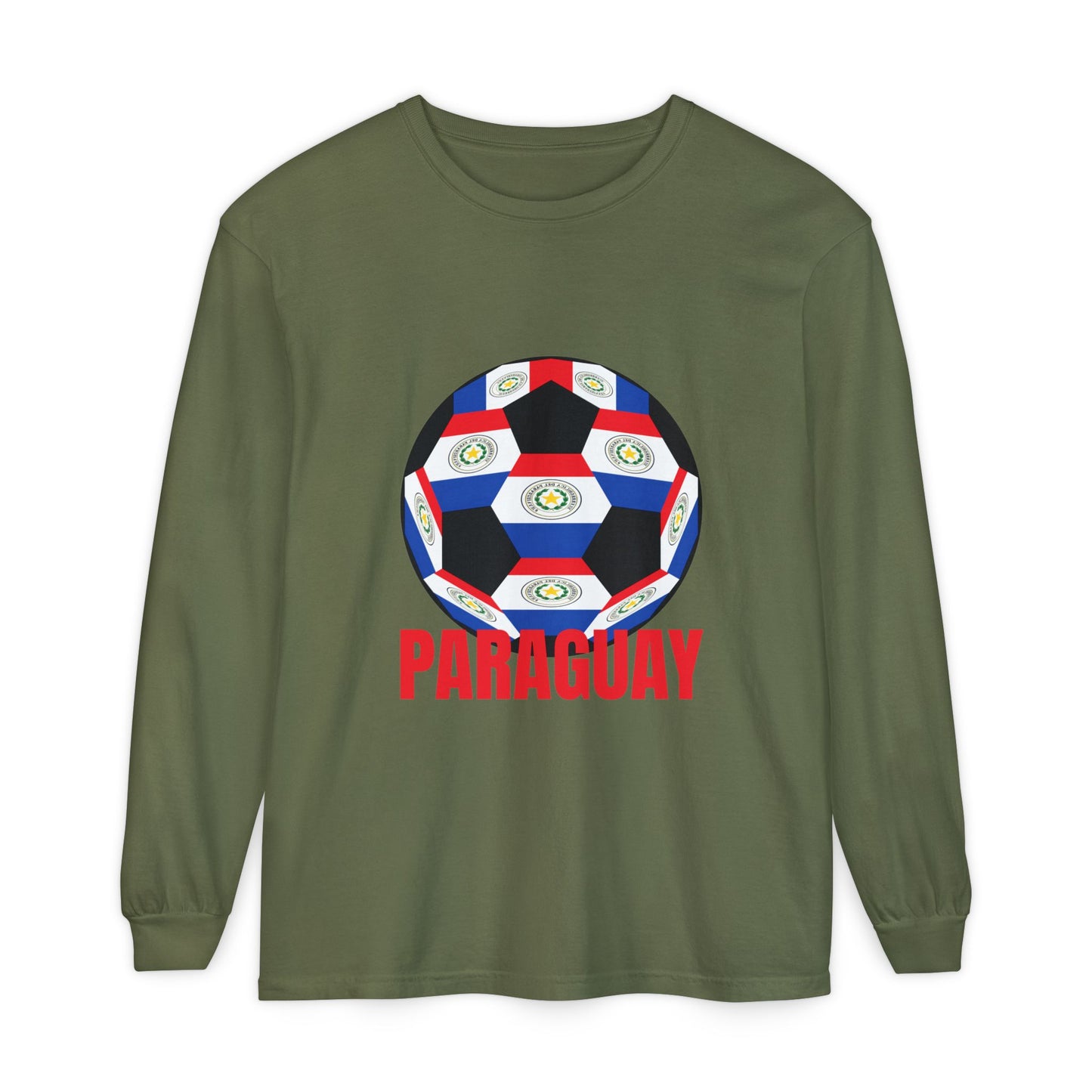 Paraguay Fan Specialty Soccer Ball Design Long Sleeve Tee