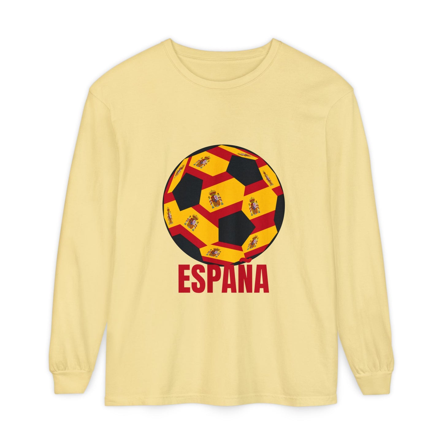 España Soccer Ball Design Long Sleeve Shirt Red Text