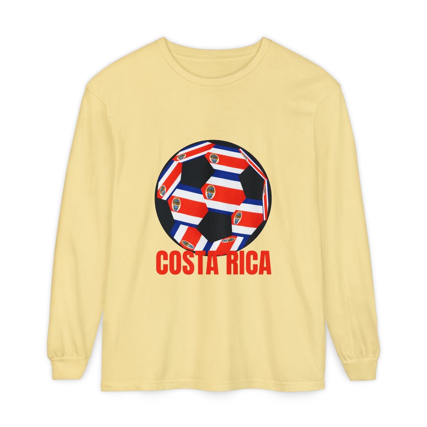 Costa Rica Fan Specialty Soccer Ball Design Long Sleeve Tee