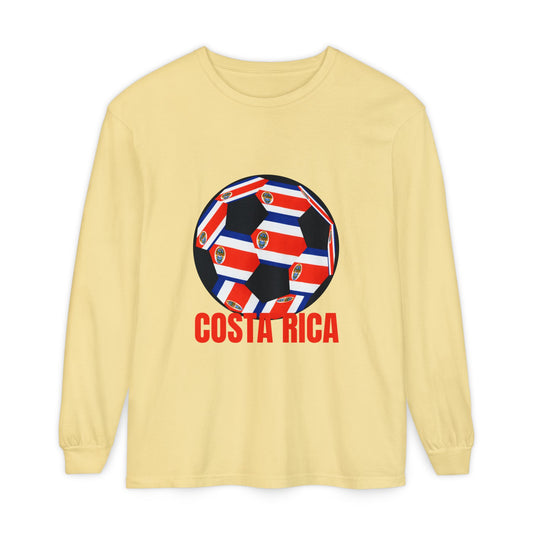 Costa Rica Fan Specialty Soccer Ball Design Long Sleeve Tee