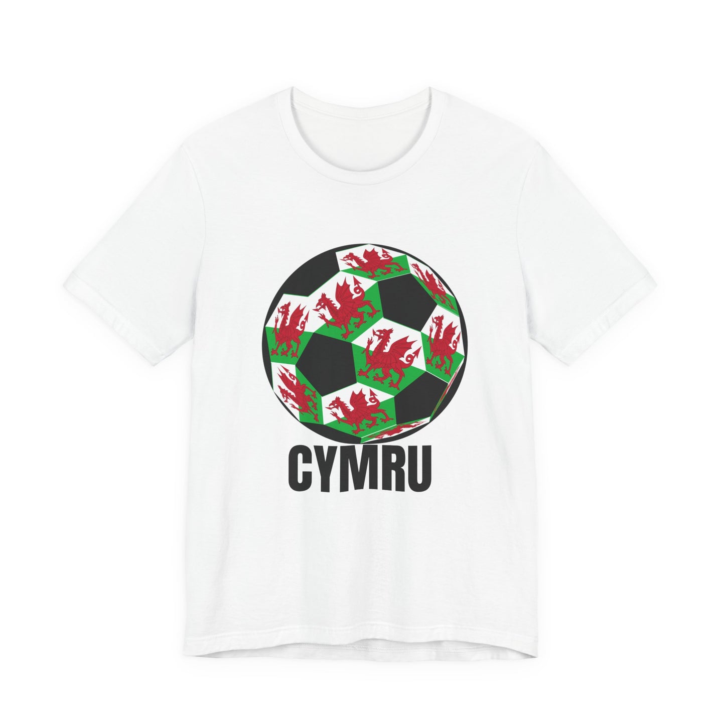 Cymru Fan Specialty Soccer Ball Design T Shirt Black Text