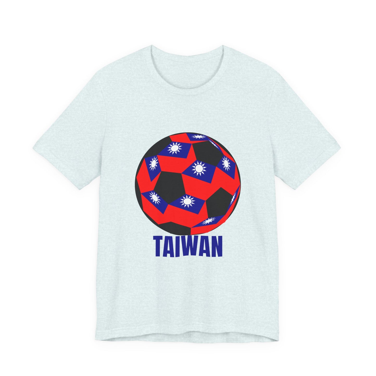 Taiwan Flag Soccer Ball Design T Shirt Blue Text