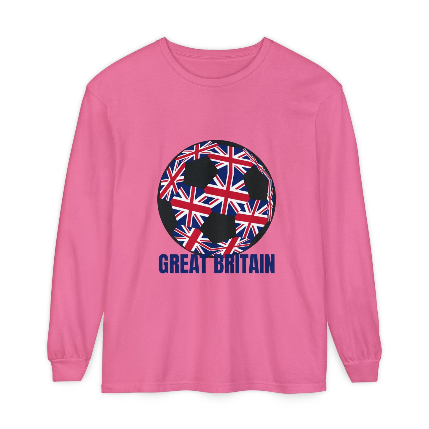 Great Britain Fan Specialty Soccer Ball Design Long Sleeve Tee