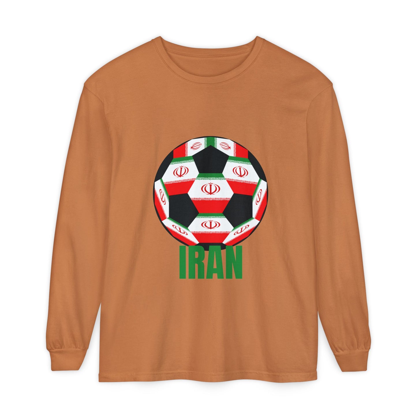 Iran Fan Specialty Soccer Ball Design Long Sleeve Tee