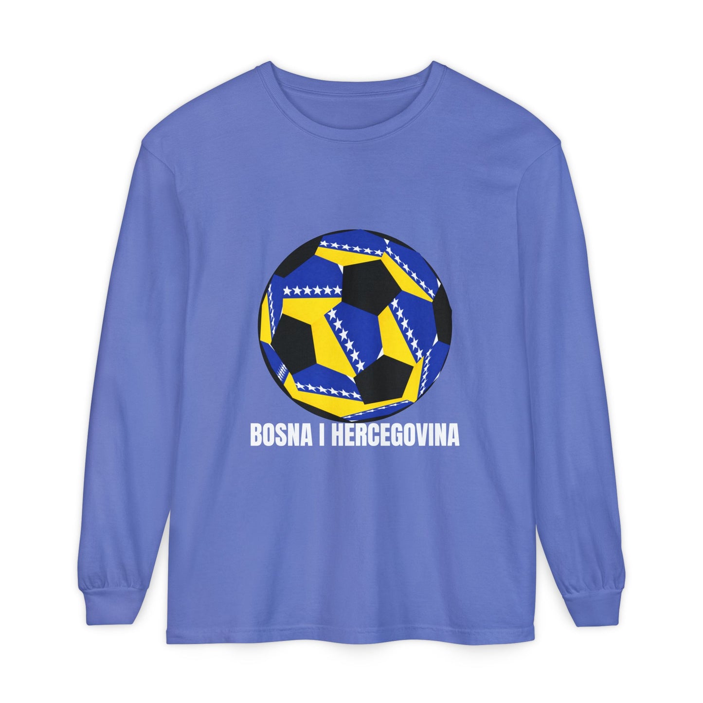 Bosnia Herzegovina Fan Specialty Soccer Ball Design  Long Sleeve Shirt