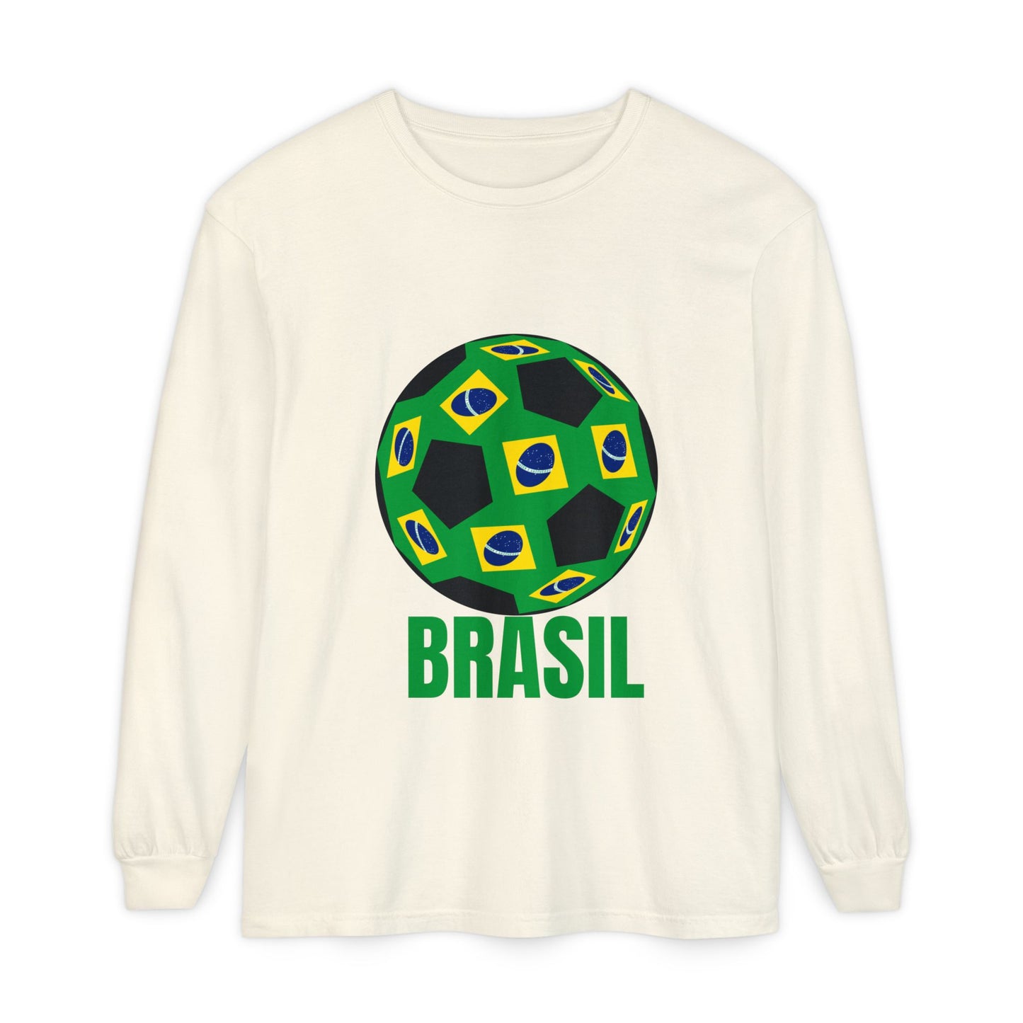 Brasil Fan Specialty Soccer Ball Design Long Sleeve T Shirt