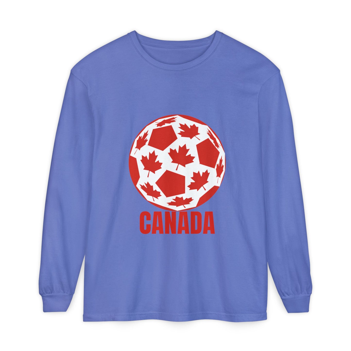 Canada Fan Specialty Soccer Ball Design Long Sleeve T Shirt