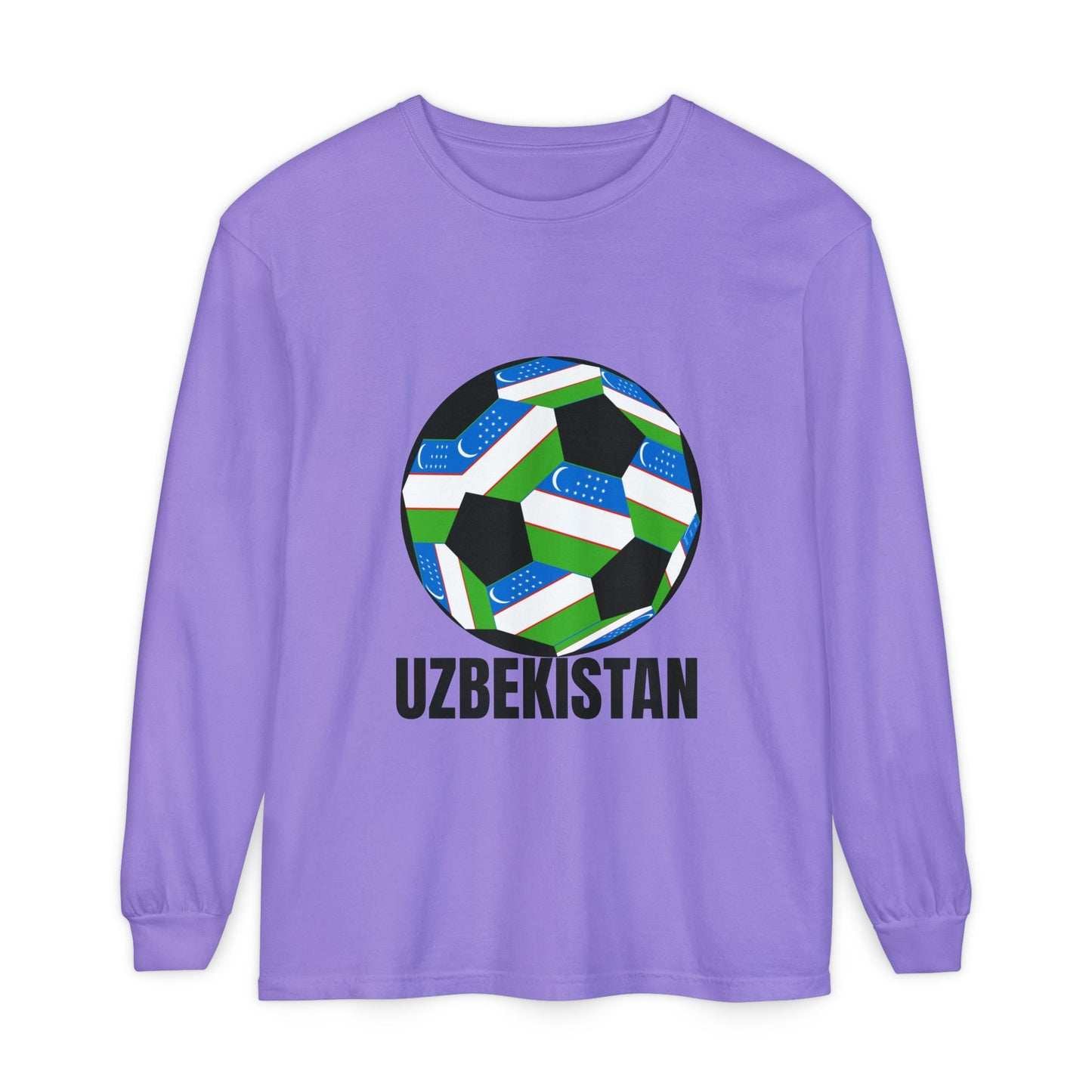 Uzbekistan Fan Specialty Soccer Ball Design Long Sleeve Tee
