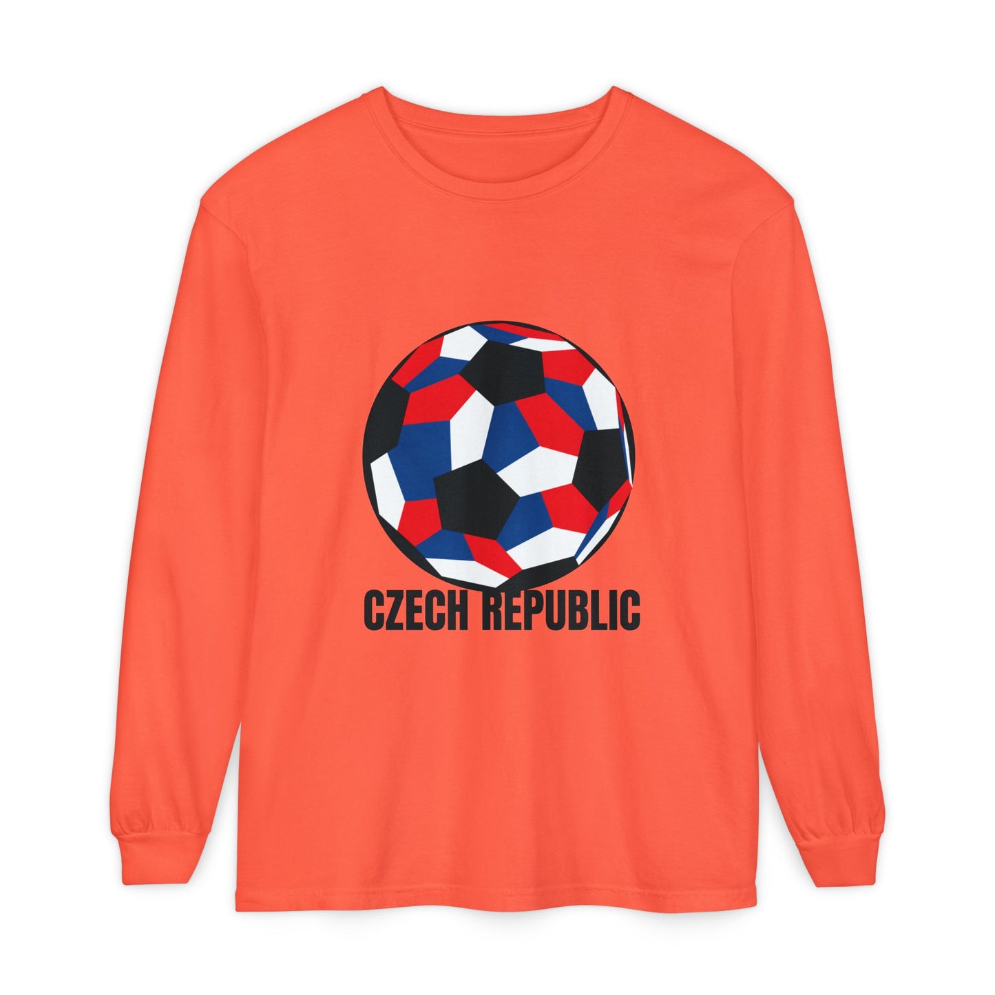 Czech Republic Fan Specialty Soccer Ball Design Long Sleeve Tee