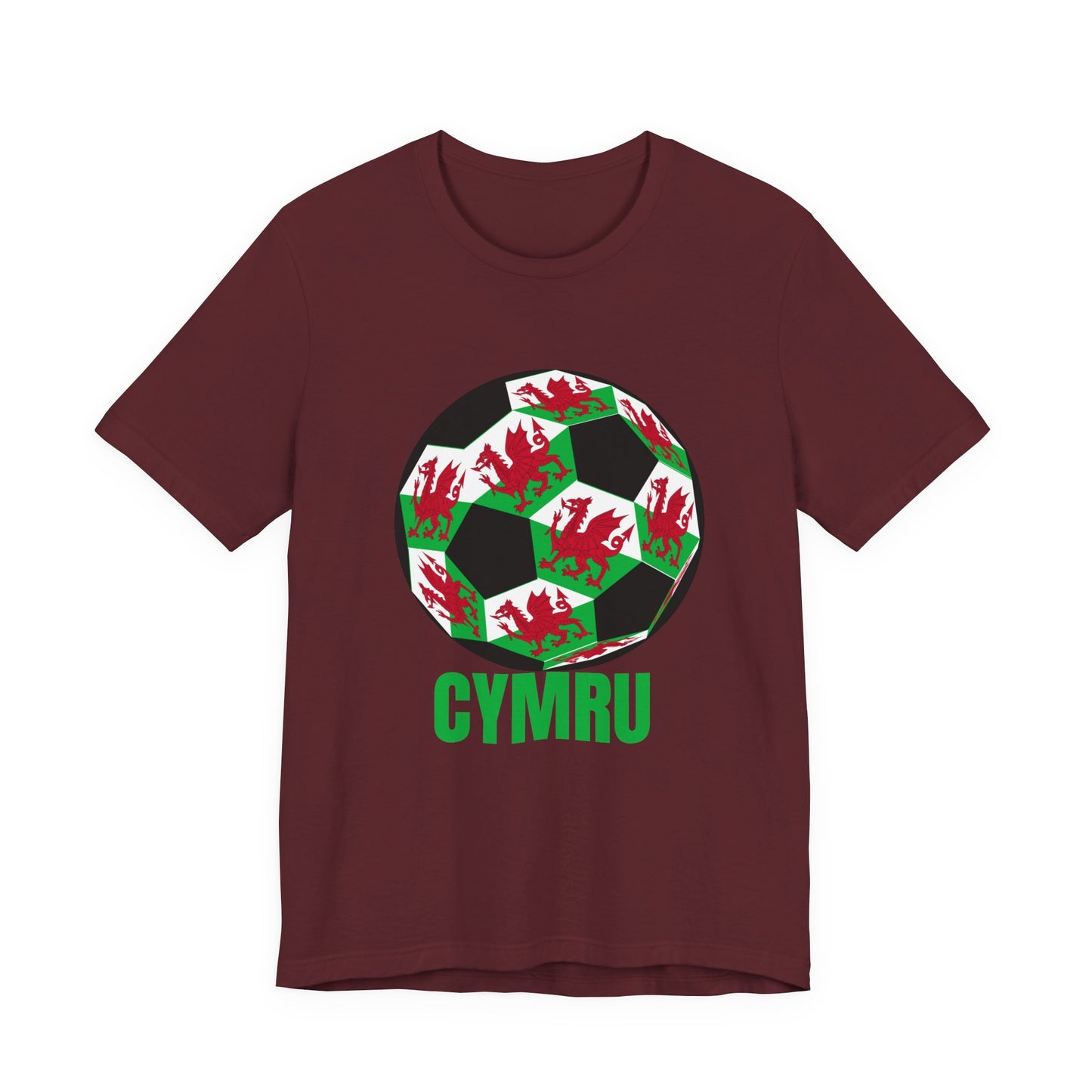 Cymru Fan Specialty Soccer Ball Design T Shirt Green Text