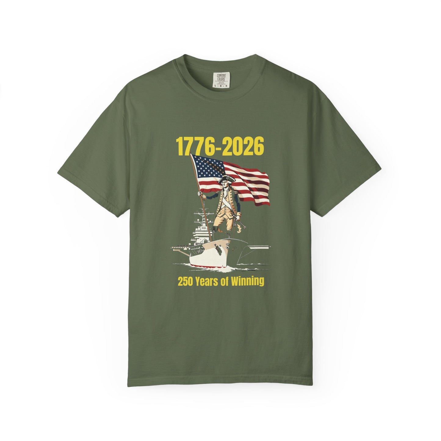 George Washington on an Aircraft Carrier with an American Flag T-shirt | 250 Years of Winning