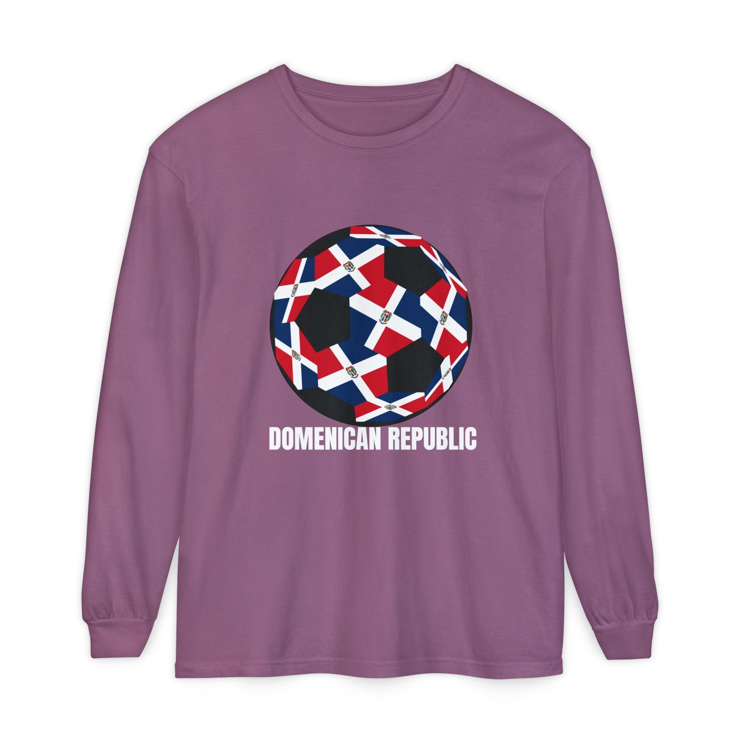 Domenican Republic Fan Specialty Soccer Ball Design Long Sleeve Tee