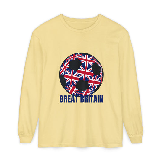 Great Britain Fan Specialty Soccer Ball Design Long Sleeve Tee