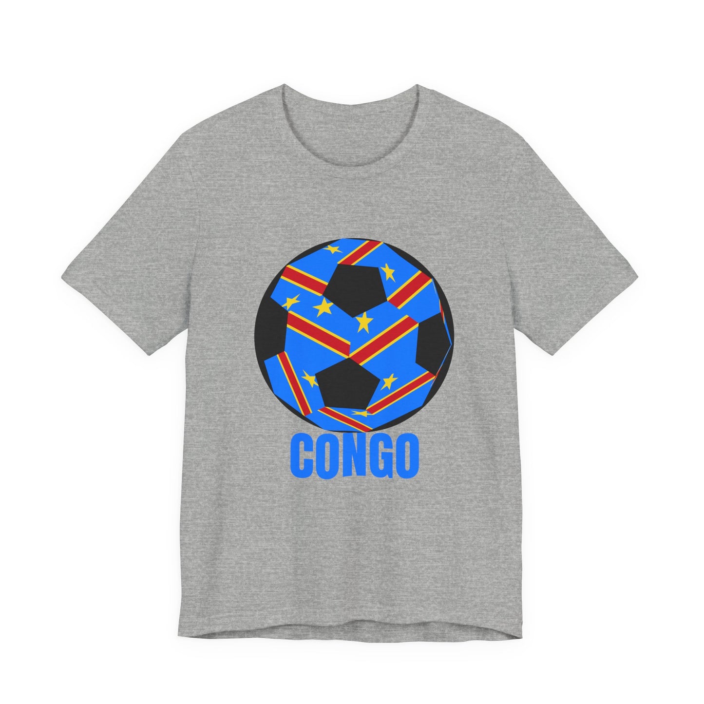 Congo Fan Specialty Soccer Ball Design T Shirt Blue Text