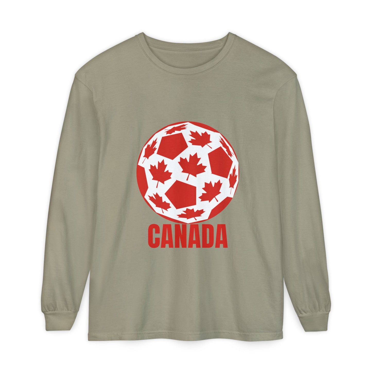 Canada Fan Specialty Soccer Ball Design Long Sleeve T Shirt