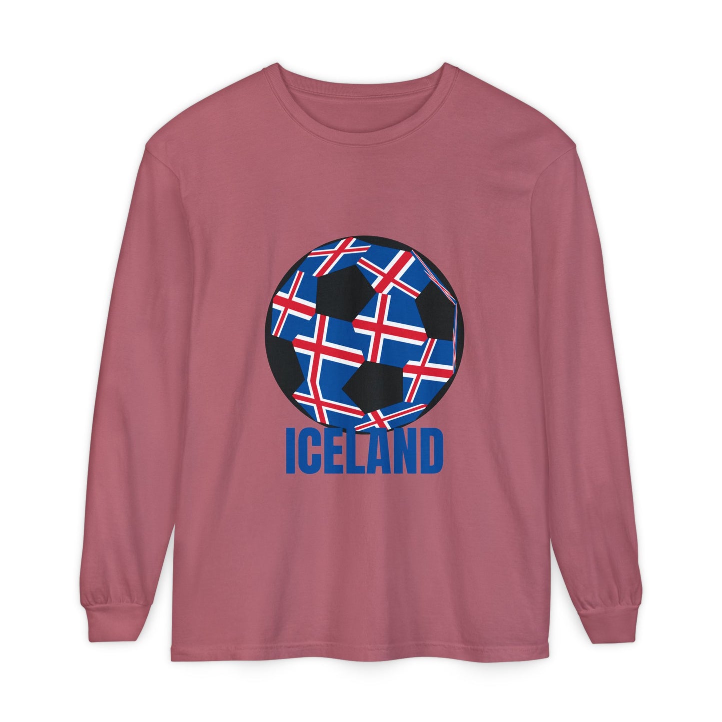 Iceland Fan Specialty Soccer Ball Design Long Sleeve Tee