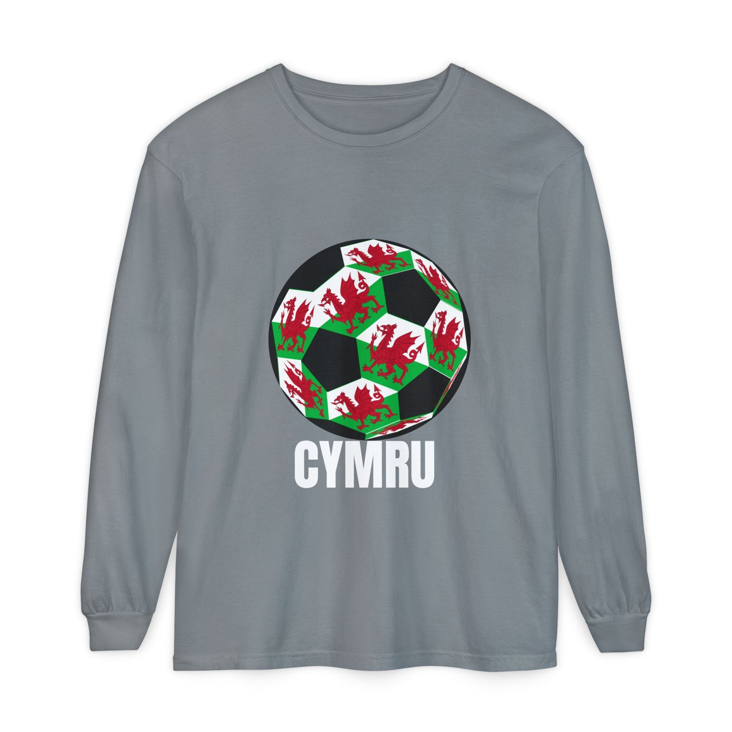 Cymru Fan Specialty Soccer Ball Design Long Sleeve T-Shirt