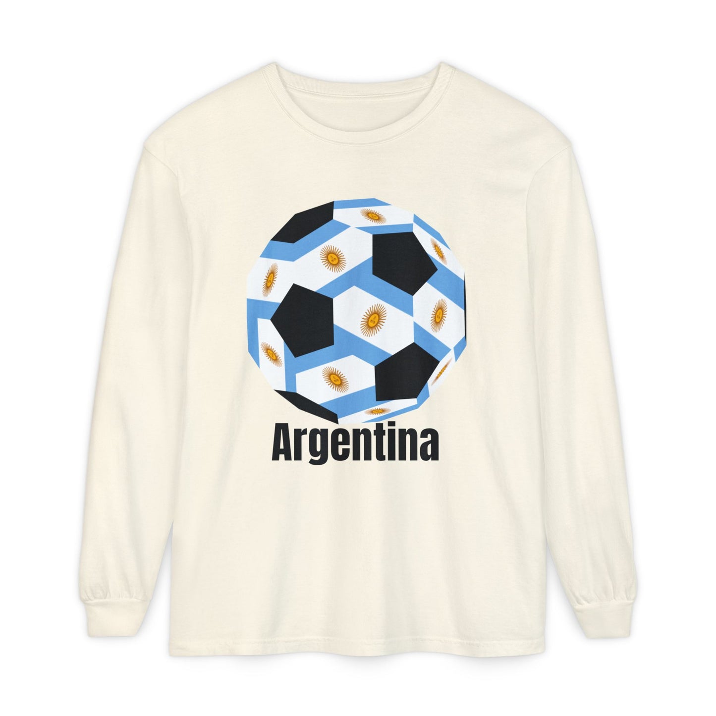 Argentina Fan Specialty Soccer Ball Design Long Sleeve Tee
