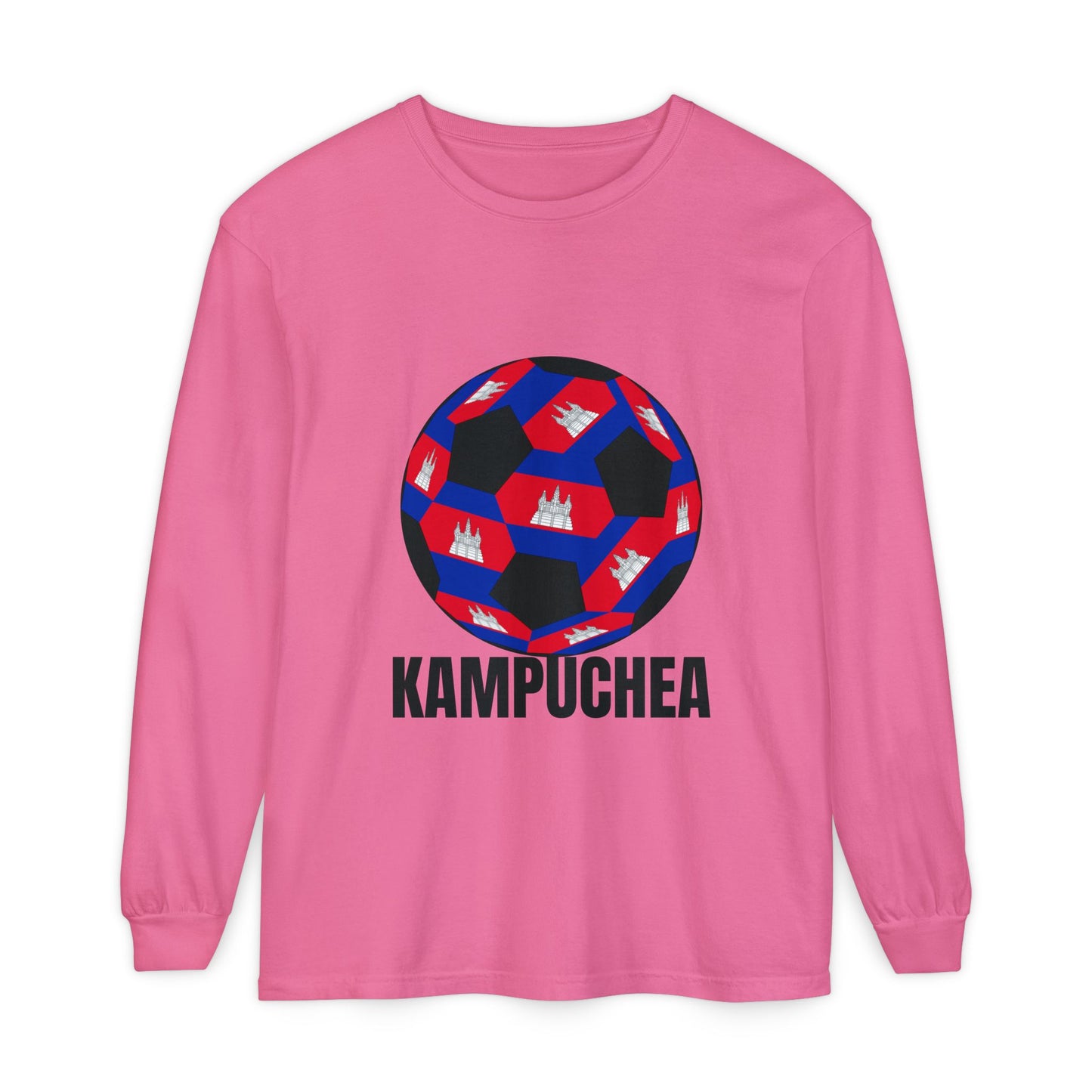 Kampuchea Fan Specialty Soccer Ball Design Long Sleeve Tee